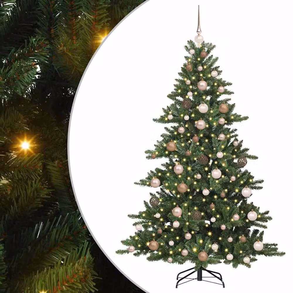 Berkfield Home Artificial Hinged Green Christmas Tree with 300 LEDs, Height: 180 cm – 2