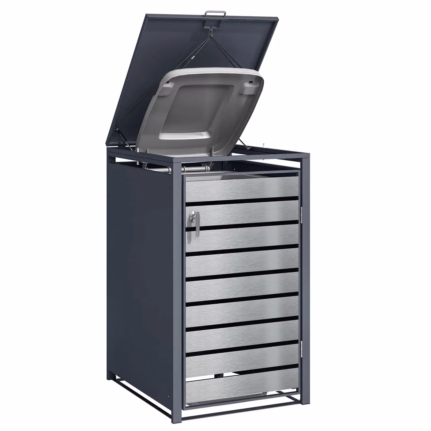 Phoenix Safe Company GB4426ASK Quad Wheelie Bin Storage in Silver Effect, W/D/H: 264 x 80 x 116 cm – 4