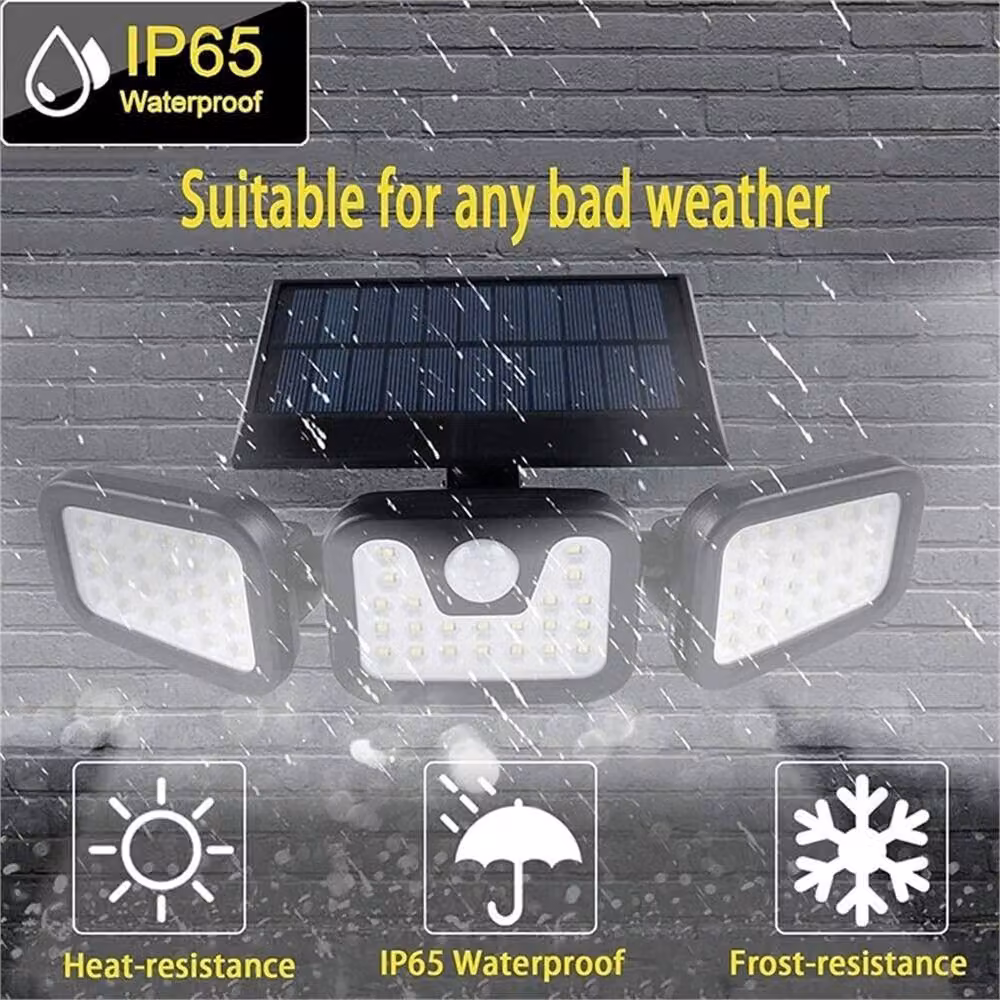 Nordara 74 LED Solar PIR Motion Sensor Garden Security Floodlight in Black – 5