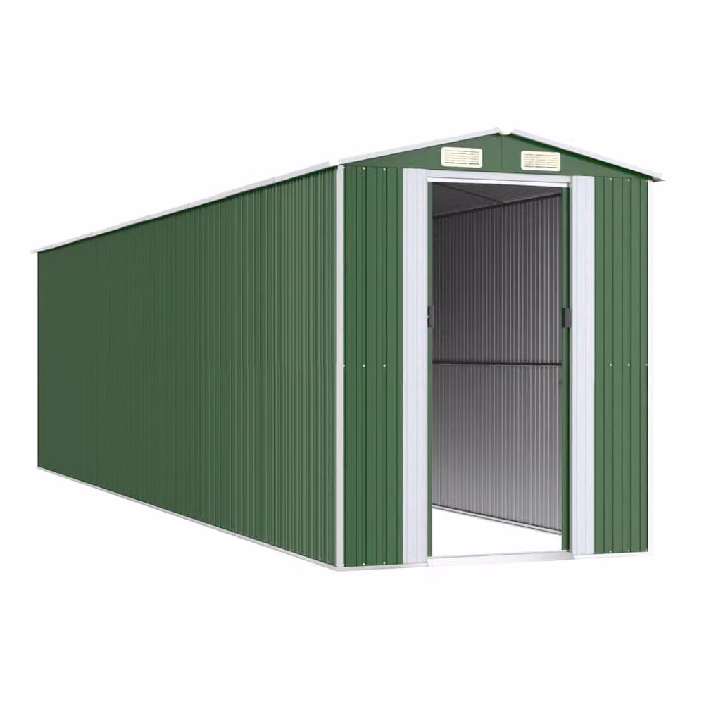 Berkfield Home Green Galvanised Steel Garden Shed with Sliding Doors and Side Vent, W/D/H: 192 x 772 x 223 cm – 3