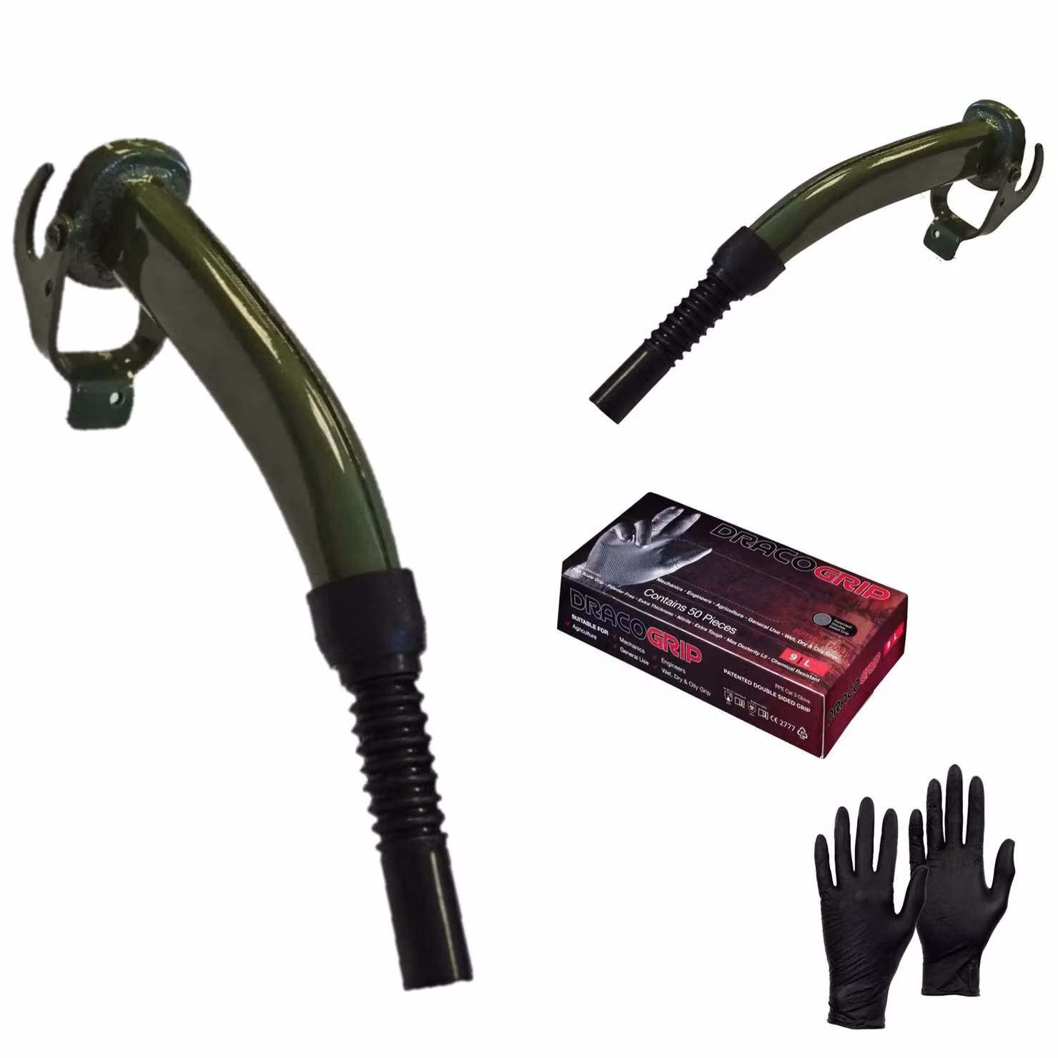 Pegdev Jerry Can Accessory Bundle with Metal Spout and Black Nitrile Gloves – 3