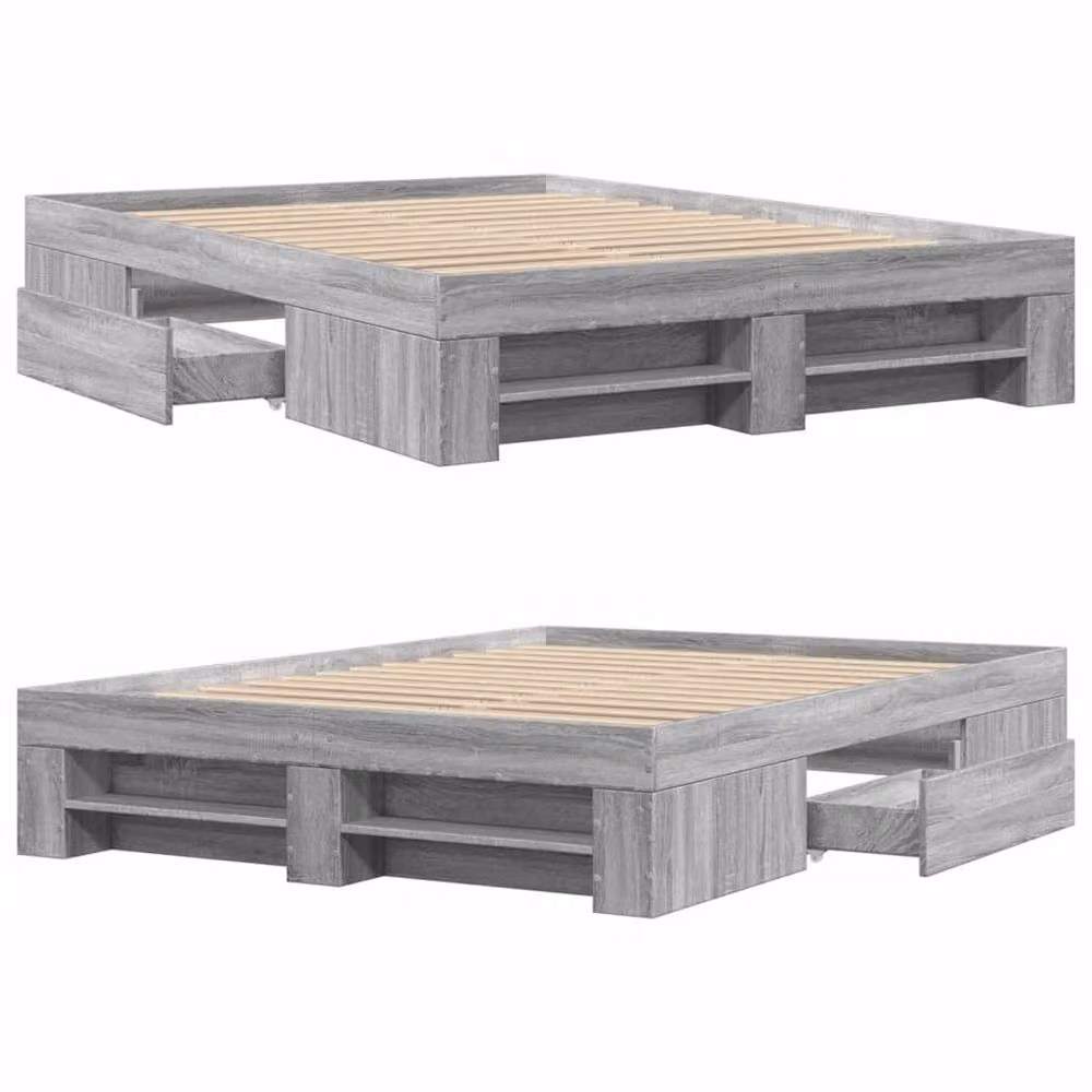 Berkfield Home Sonoma Small Double Bed Frame in Grey Engineered Wood, W/D/H: 120 x 200 cm – 4