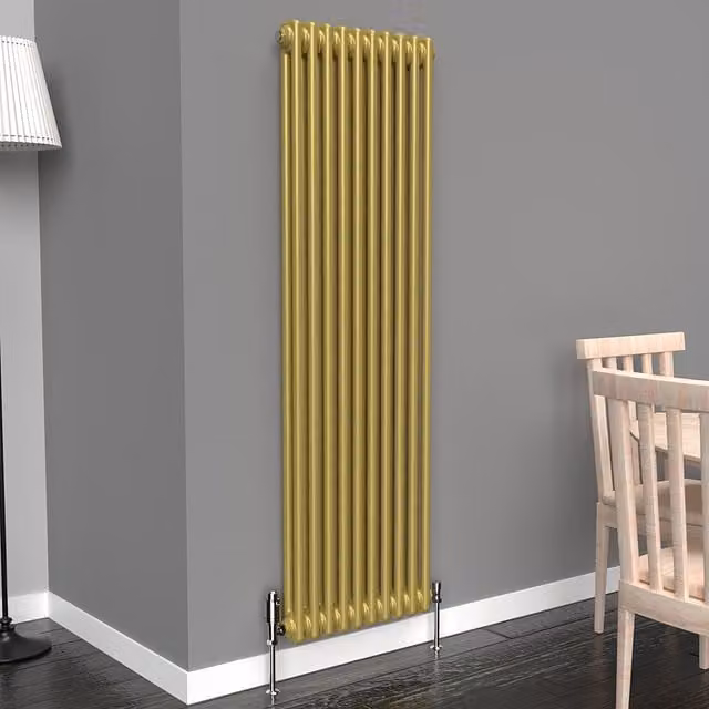 Lux Heat Vertical Coloured Column Radiator in Metallic Gold, H 150 cm x W 47 cm