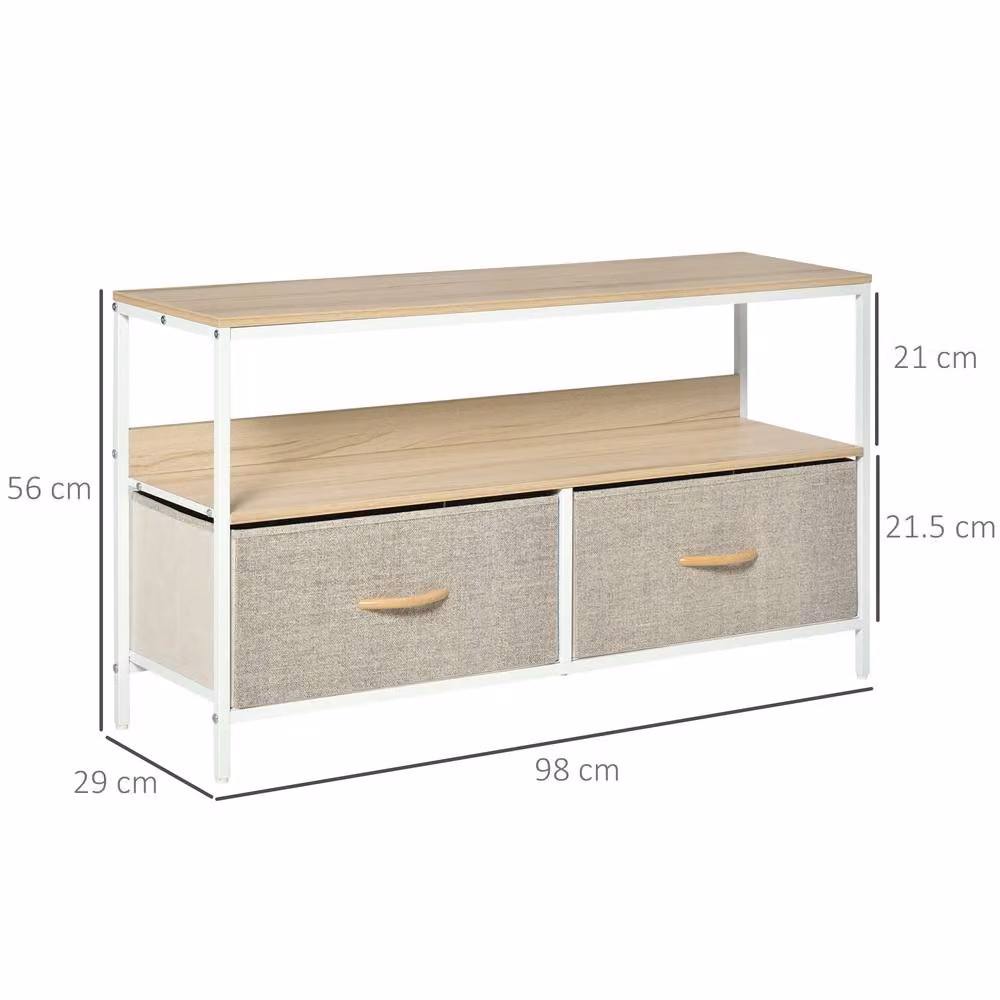 STILVORA Industrial TV Stand with 2 Drawers and Shelf in Brown and Sand – 2