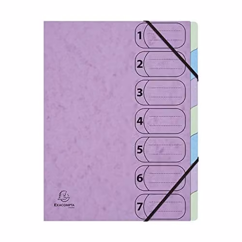 Exacompta HARMONIKA Aquarel A4 Collection Folder with 7 Compartments and Elastic Bands, Random Colours, W: 24.5 cm, H: 32 cm