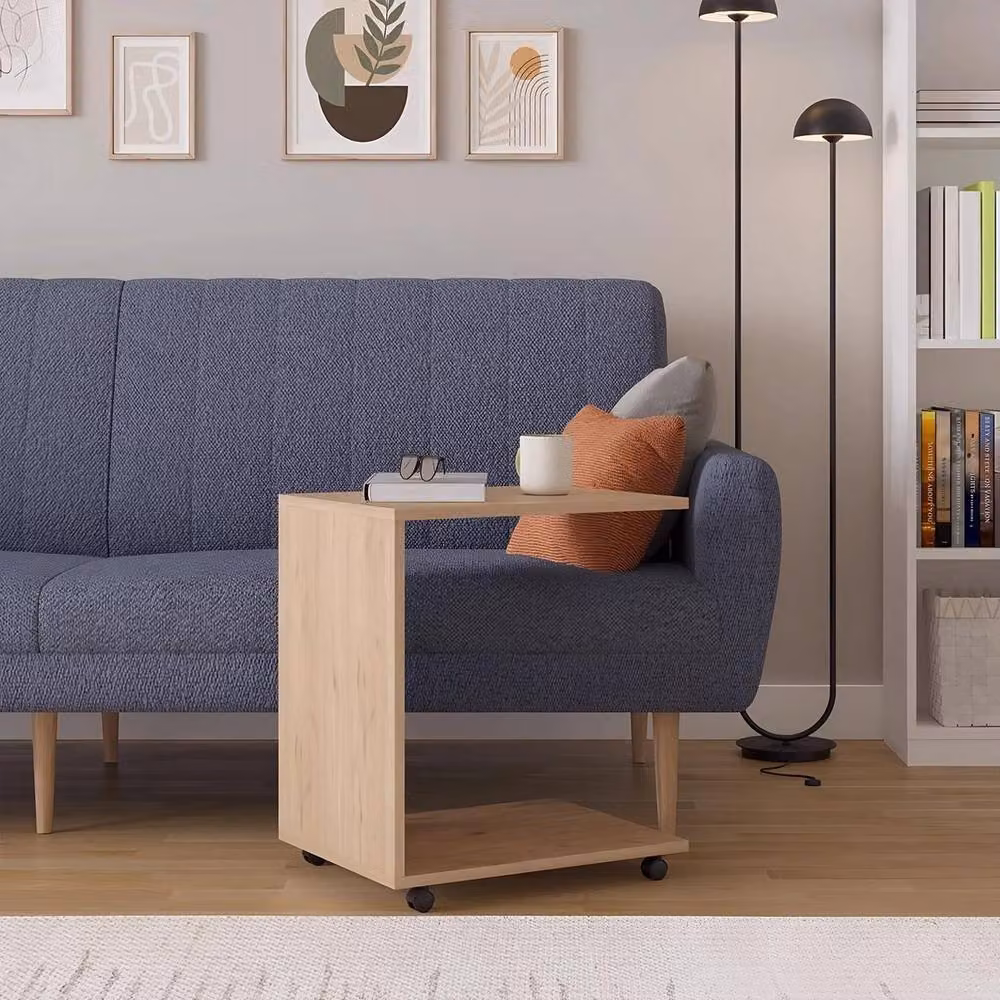 Havendro Oak Sofa Laptop Table with Castors in Beige – 2