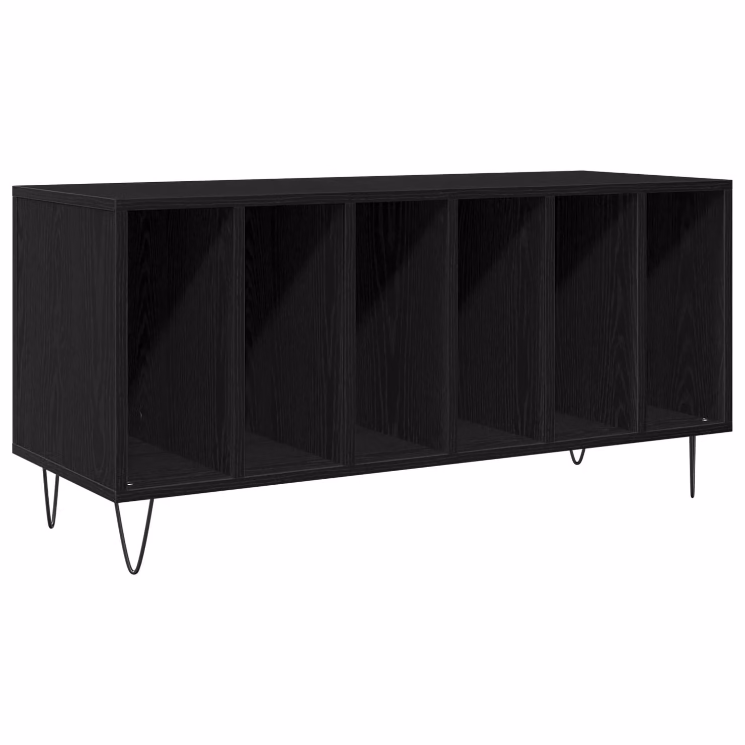 Berkfield Home Modern Black Oak Record Cabinet with Media Compartments, W/D/H: 100 x 38 x 48 cm – 2