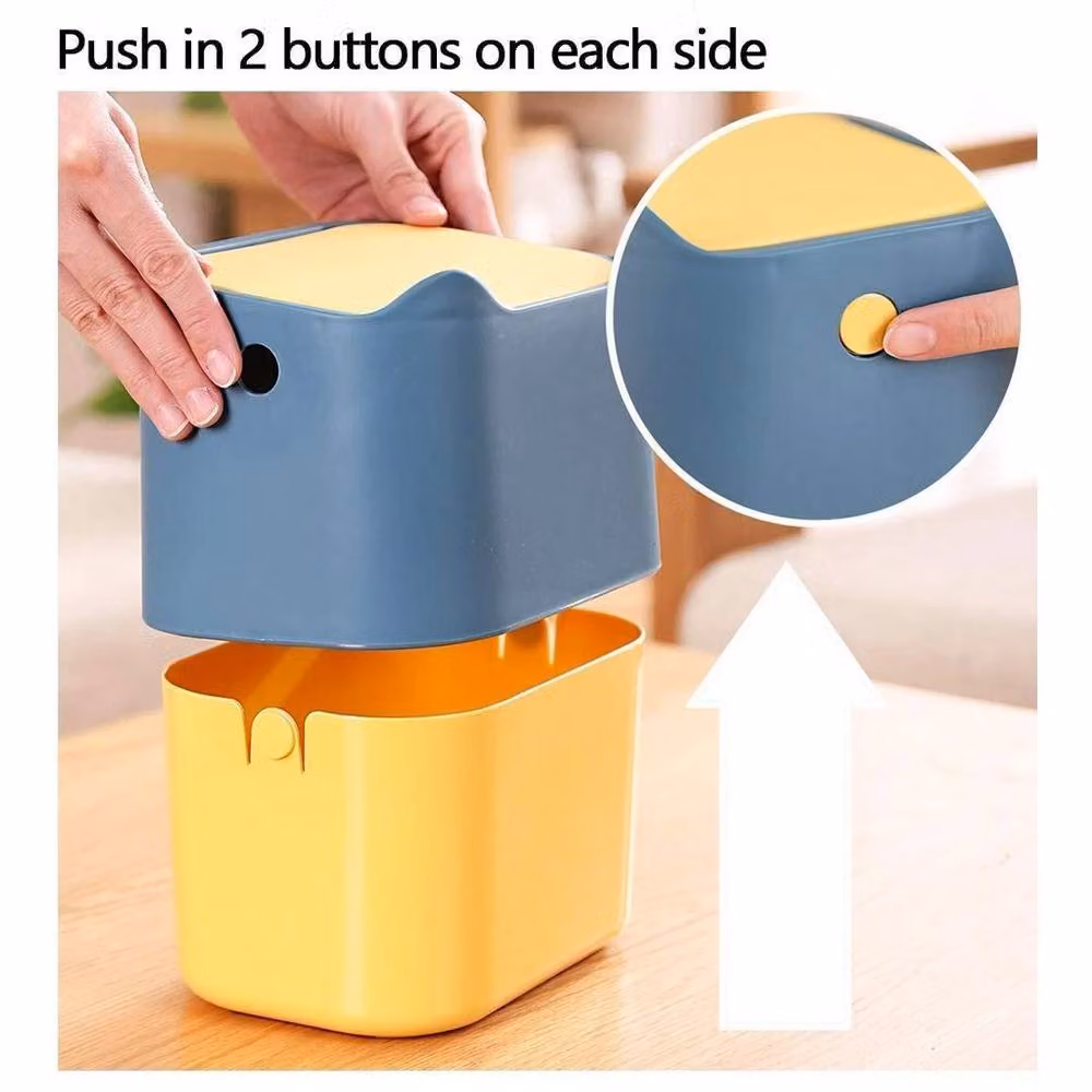 EONLION Mini Portable Desk Bin with Flip Lid, Blue – 3