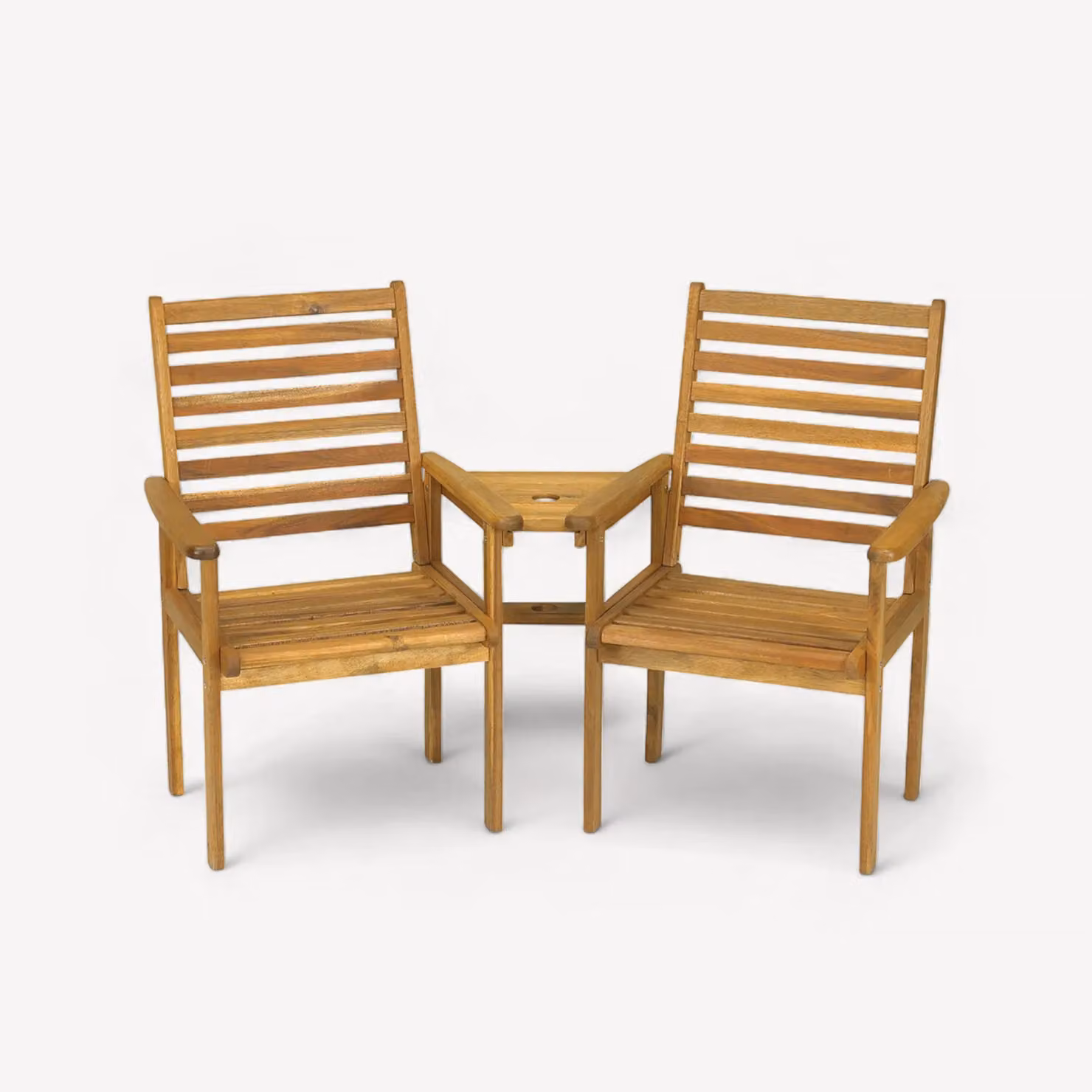 Royalcraft NAPOLI Companion Acacia Wood Duo Love Seat in Natural Brown – 3