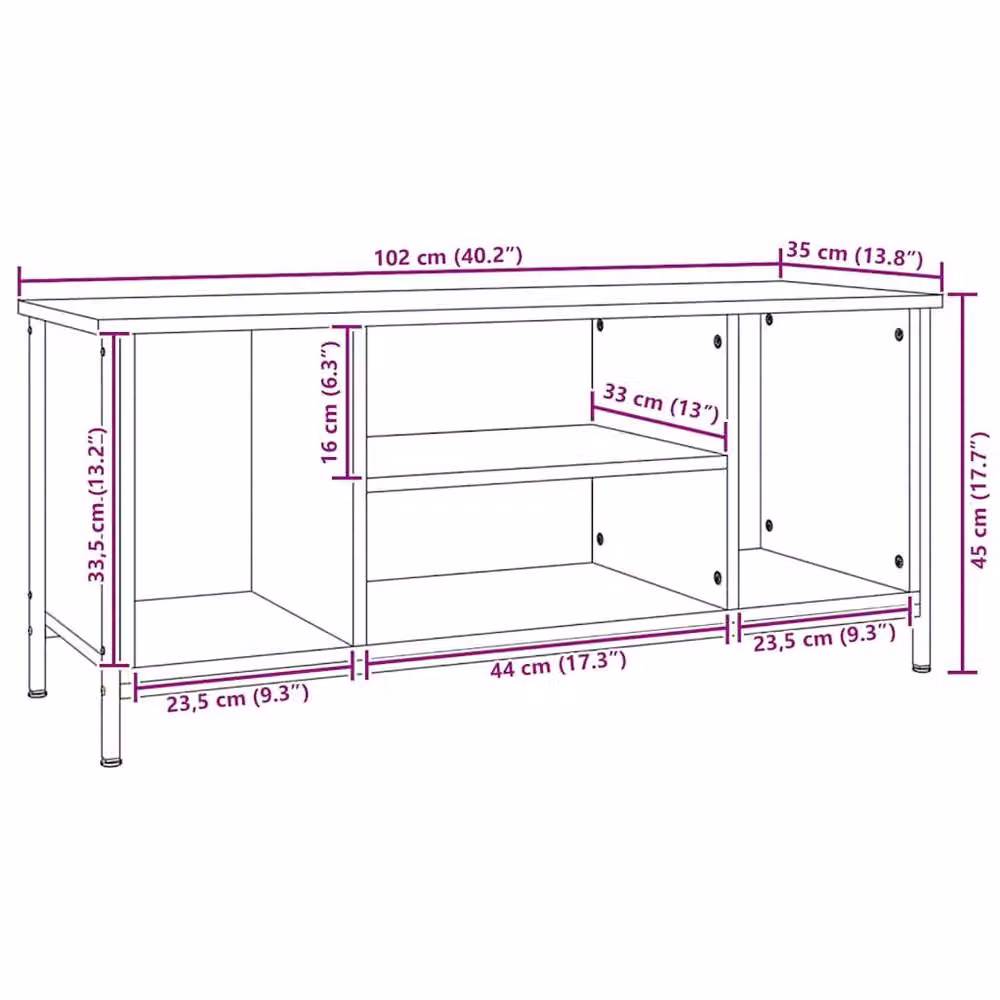 Berkfield Home Modern Black TV Cabinet in Engineered Wood W/D/H: 102 x 35 x 45 cm – 5