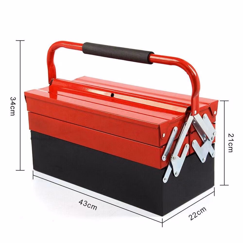 VOGREX 3 Tier 5 Tray Professional Metal Cantilever Tool Box Storage in Red – 2