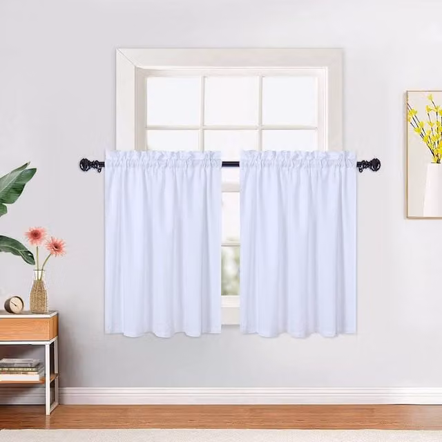 London Boutique 2-Piece Waterproof Embossed Seersucker Texture Curtains in White, W: 76.2 cm, H: 91.44 cm
