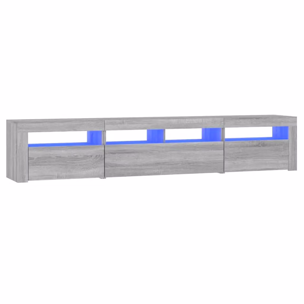 Berkfield Home Modern TV Cabinet with LED Lights in Grey Sonoma, W: 210 cm, D: 40 cm, H: 40 cm