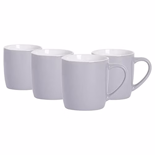 Argon Tableware Grey Stoneware Coffee Mugs, 350ml, Pack of 4