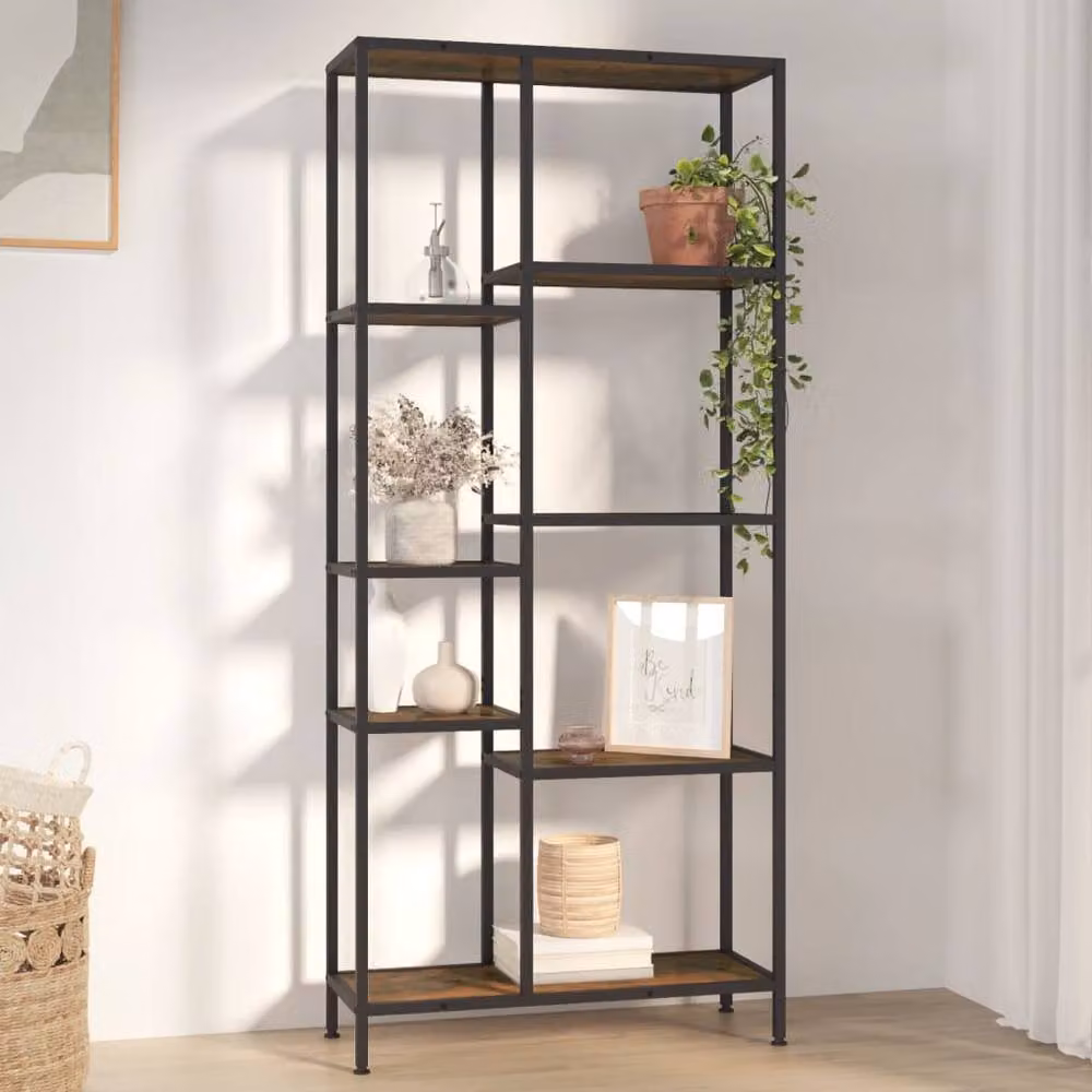 Berkfield Home Industrial Book Shelf in Brown Steel and Wood, W/D/H: 80 x 30 x 180 cm – 2