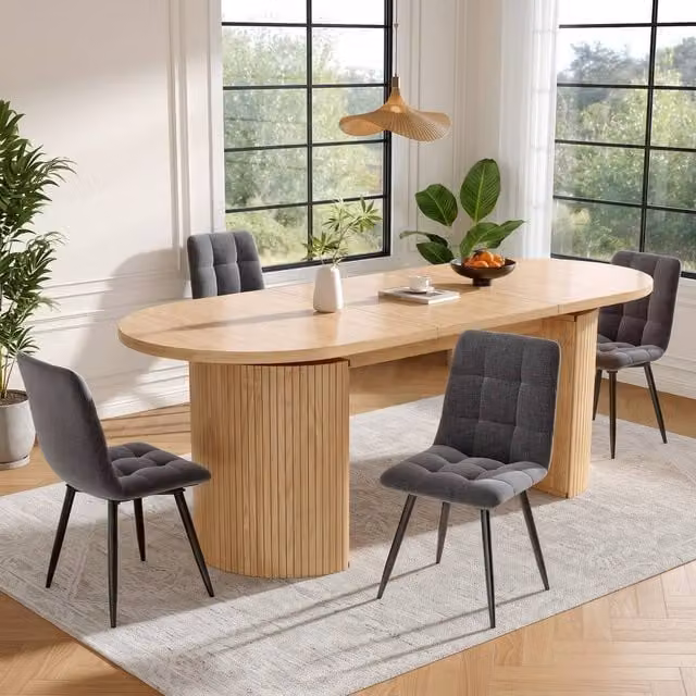 STILVORA Extendable Oval Dining Table in Natural Wood – 1