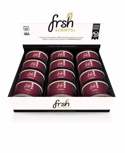 FRSH Scents FR007 Black Cherry Scented Organic Tin Air Freshener, Pack of 12, 42g – 1