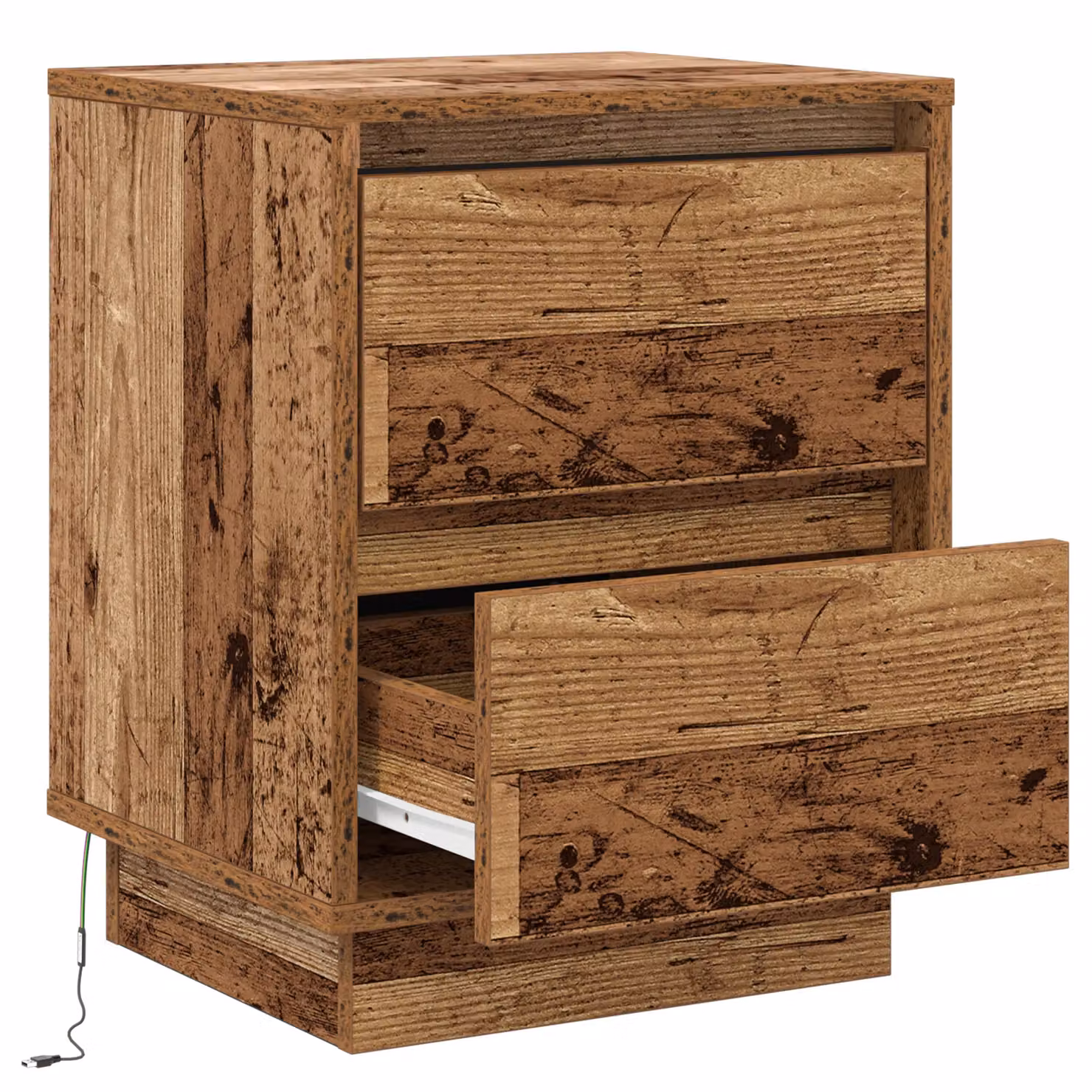 Berkfield Home Bedside Cabinet with Integrated LED Lights in Brown Old Wood, W: 39 cm, D: 34.5 cm, H: 50 cm – 4