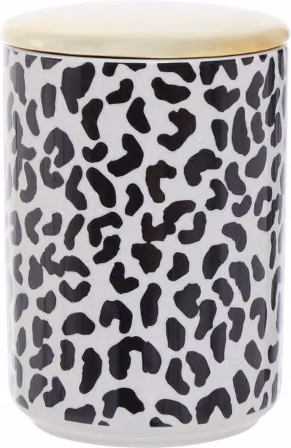 Orsina Large Stoneware Canister with Gold Reflective Lid, Black and White Airtight Container