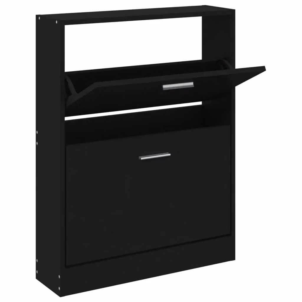 Berkfield Home Black Modern Wall Mounted Shoe Cabinet with Tilting Compartments W/D/H: 59 x 17 x 81 cm – 1