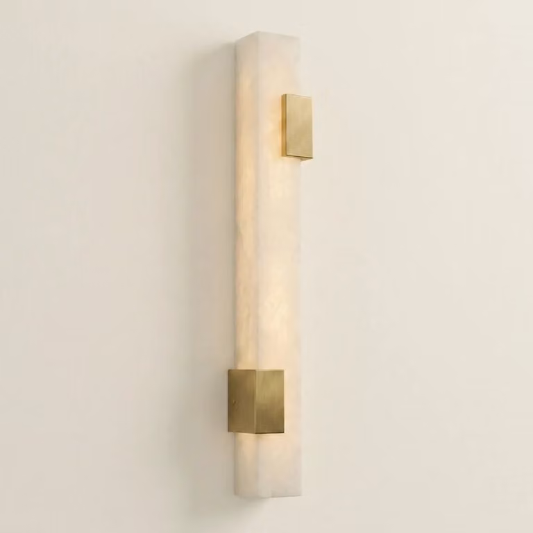 Araco Lumière Frozen Prism Alabaster LED Wall Light in White and Gold/Brass
