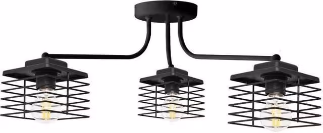 Netlighting Edison Multi Arm Semi Flush Ceiling Light in Black and Copper, Diameter: 65 cm