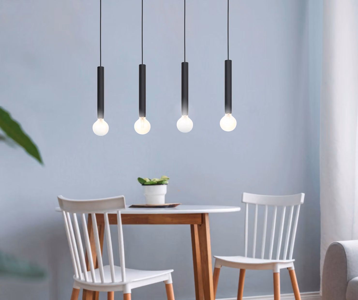 Loops Black Metal Suspended Pendant Ceiling Light with 4 x E27 Bulb Holders – 2