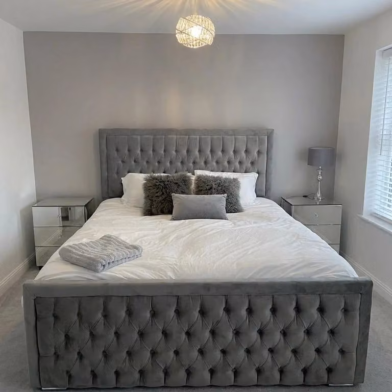 Hilton Grey Velvet Upholstered Divan Bed