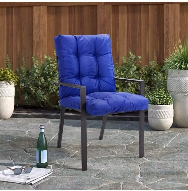 Garden Sanctuary Navy Blue Waterproof and UV Resistant Polyester All-in-One Dining Chair Cushion, W: 106 cm, D: 53 cm