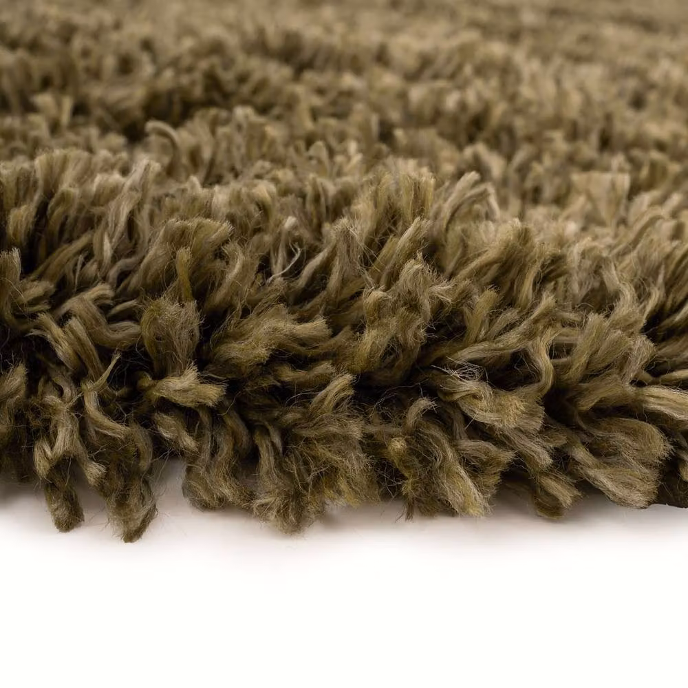 Kukoon Extra Large Fluffy Shaggy Area Rug in Olive, W: 240 cm, L: 330 cm – 4