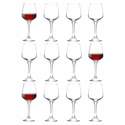 LAV Lal Red Wine Glasses, Clear, 400ml, Pack of 12 – 1