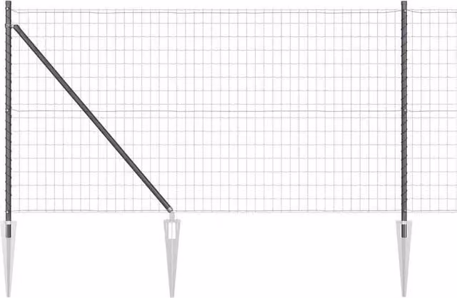 Berkfield Home Euro Fence with 7 Spike Posts, Galvanised Steel, Grey and Silver, W: 10 m