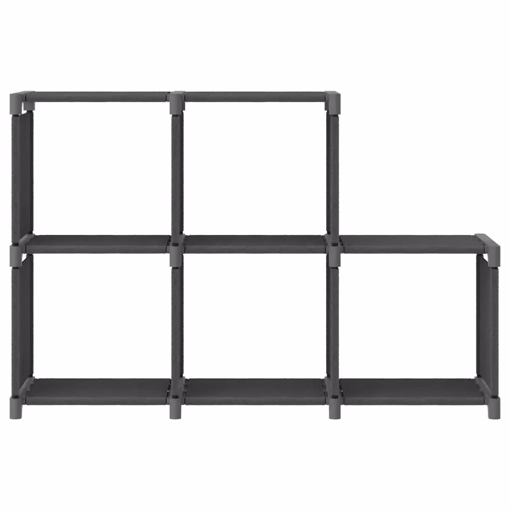 Berkfield Home 5-Cube Display Shelf in Grey with Fabric and Metal Finish, W/D/H: 103 x 30 x 72.5 cm – 2