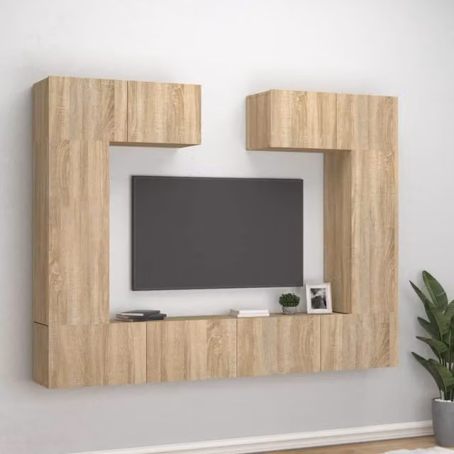 Berkfield Home 6 Piece Sonoma Oak TV Cabinet Set in Brown