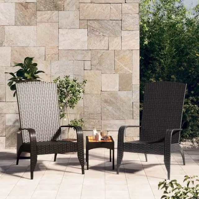 Berkfield Home Garden Adirondack Chair in Black Matt Poly Rattan – 1