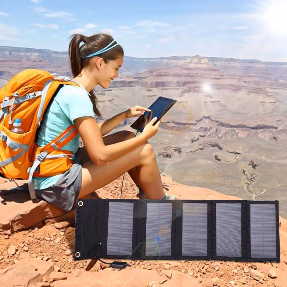 FLAVORA 100W Portable Foldable Solar Panel for Camping, Black, W: 1000 cm, H: 52 cm – 4