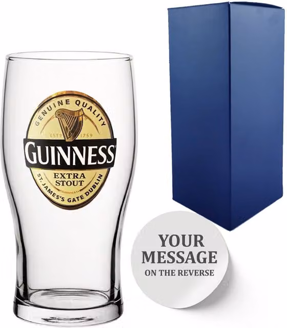 Uniqueful Personalised Official Guinness Extra Stout Pint Glass, Transparent