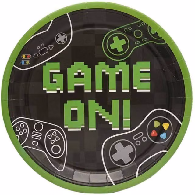 KDMD Game On Party Paper Dinner Plates, 4 Pack, Black – 1