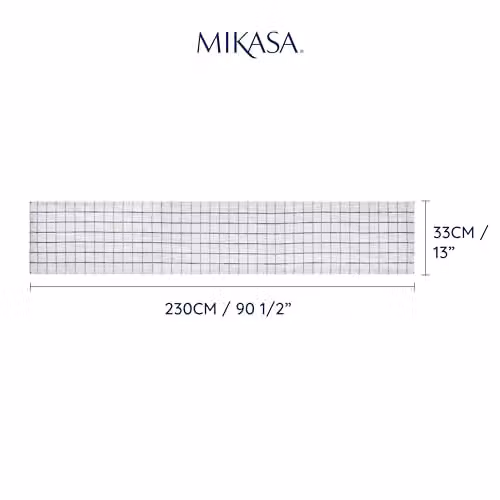 Mikasa Industrial Check Cotton and Linen Table Runner in White, W: 230 cm, H: 33 cm – 1