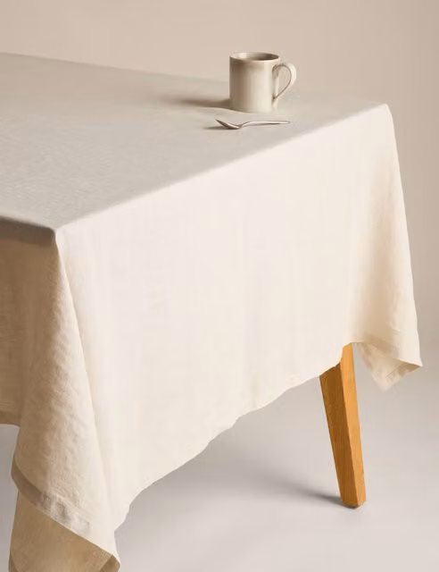 M&S Pure Linen Tablecloth in Natural Beige