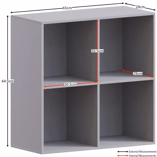 Vida Designs Durham 4 Cube Storage Organiser with 2 Grey Baskets, Grey – 4