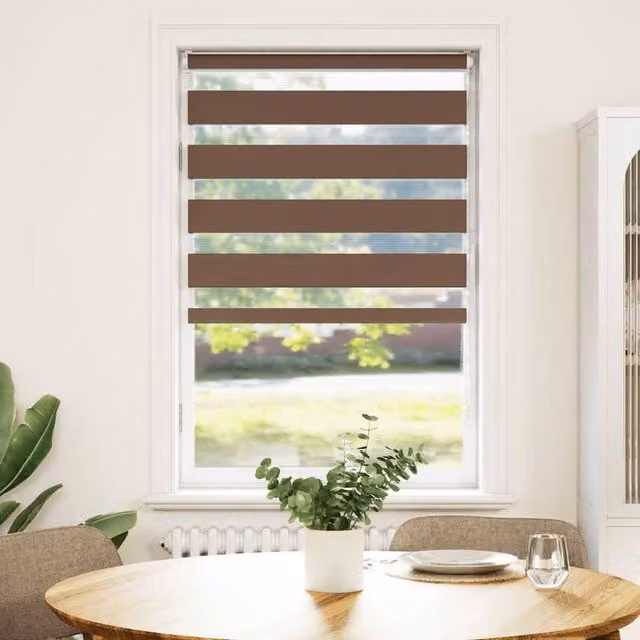 Berkfield Home Brown Zebra Blind, W: 75 cm, H: 150 cm, Polyester Fabric – 1