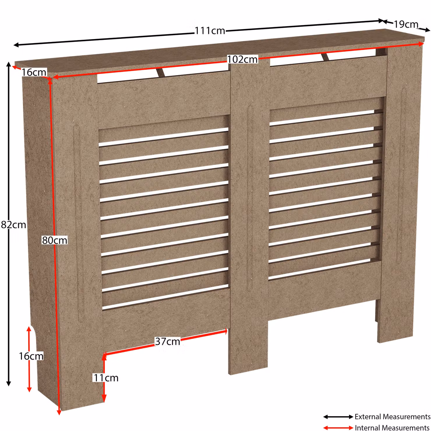 Vida Designs Milton Adjustable MDF Radiator Cover in Brown, H 82.0 cm x W 111.0 cm x D 19.0 cm – 2