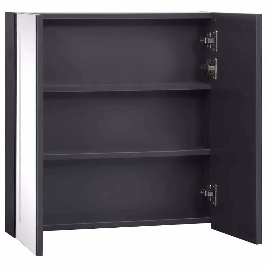 Berkfield Home LED Bathroom Mirror Cabinet in Black, W/D/H: 62 x 14 x 60 cm – 3