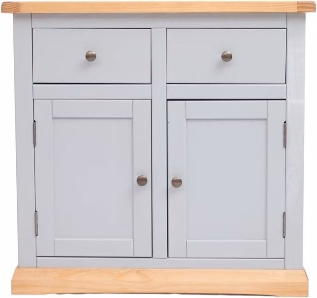 Cabinet Bits Bomporto Grey 2 Door 2 Drawer Sideboard with Pine and MDF Details