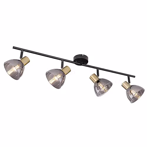 Globo Lighting Smoke Spotlight 2 Arm Adjustable Brass and Matte Black Glass Wall Lamp – 1