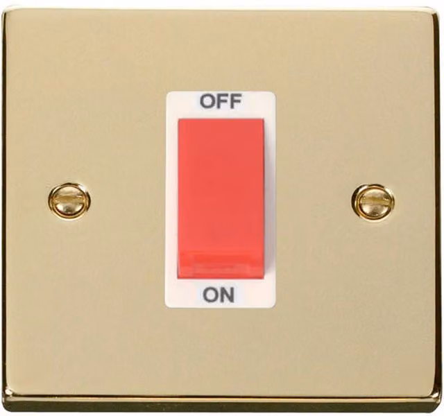 SE HOME Polished Brass and White 1 Gang Switch