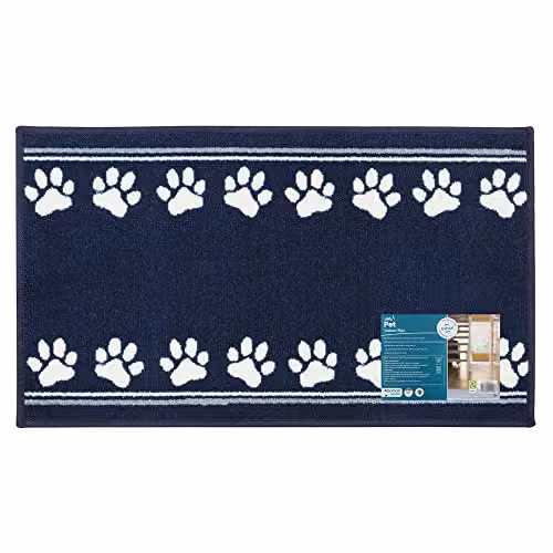 JVL Machine Washable Non-Slip Pet Mat with Animal Graphic, Blue, W/D/H: 70 x 40 x 1 cm – 6