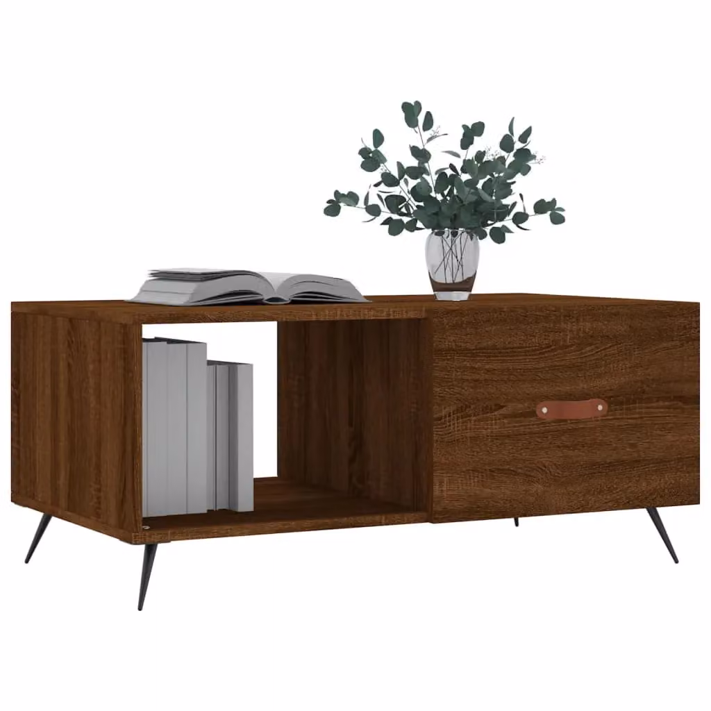 Berkfield Home Brown Oak Coffee Table, W/D/H: 90 x 50 x 40 cm – 3
