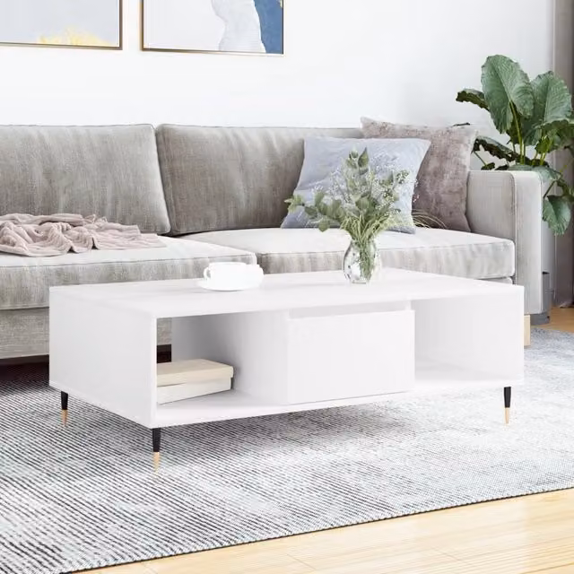 Berkfield Home Modern White Rectangular Coffee Table W/D/H: 104 x 60 x 35 cm – 1